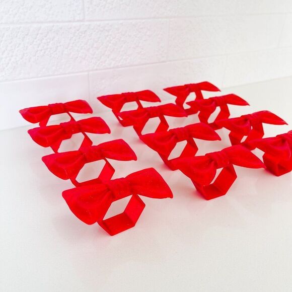 Stylish Bow Napkin Rings – Red Glitter - Handmade - Wedding Party Event Planner - Picture 12 of 13